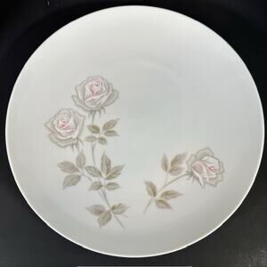 Noritake Edenrose 1 Dinner Plates Gray/Pink/White Roses VTG